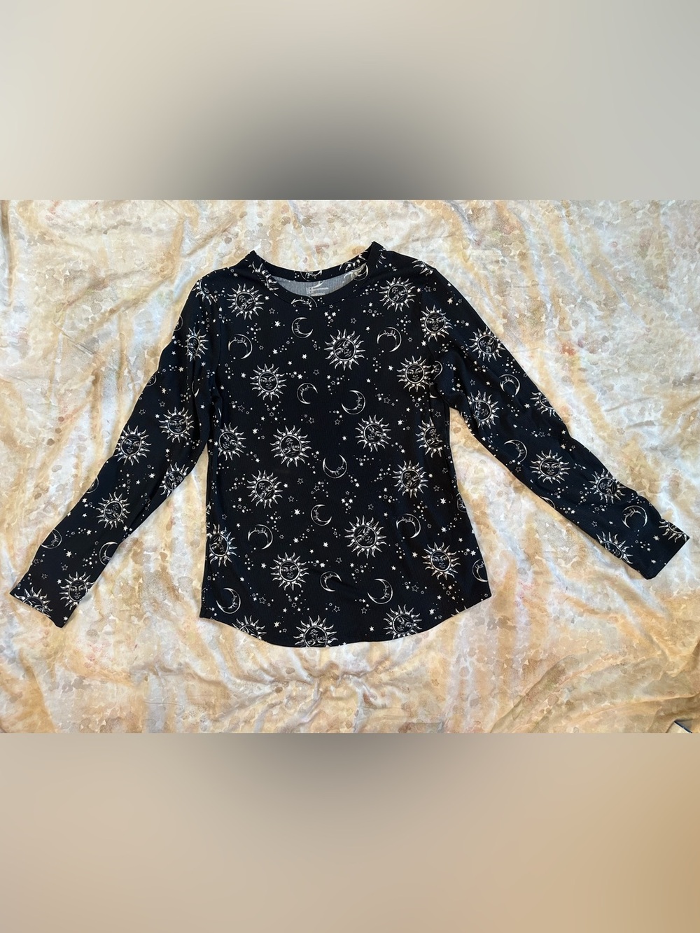No Boundaries Black Tee with White Celestial Print